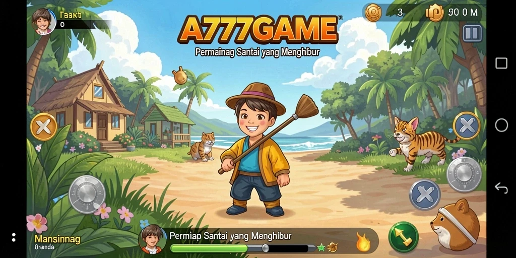 Tampilan gameplay A777GAME yang menyenangkan dan penuh warna.