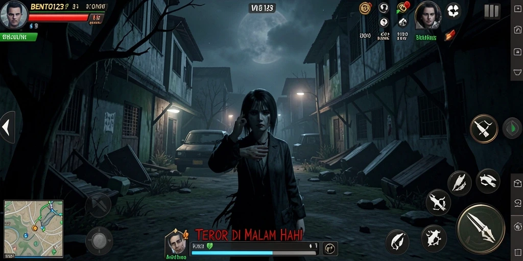 Screenshot utama BENTO123 menampilkan suasana menakutkan dalam gameplay.
