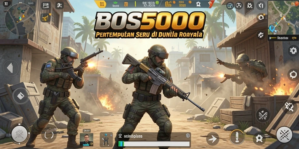 Screenshot gameplay BOS5000 yang menampilkan aksi Battle Royale yang mendebarkan.