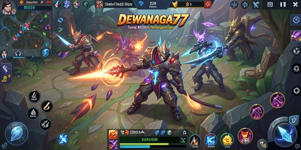 Screenshot gameplay DEWANAGA77 yang menunjukkan pertempuran tim yang intens.