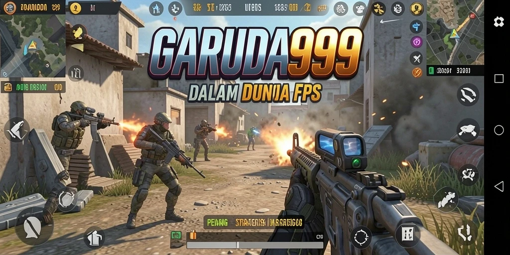 Tampilan gameplay menegangkan dalam GARUDA999 dengan pertempuran FPS intens.