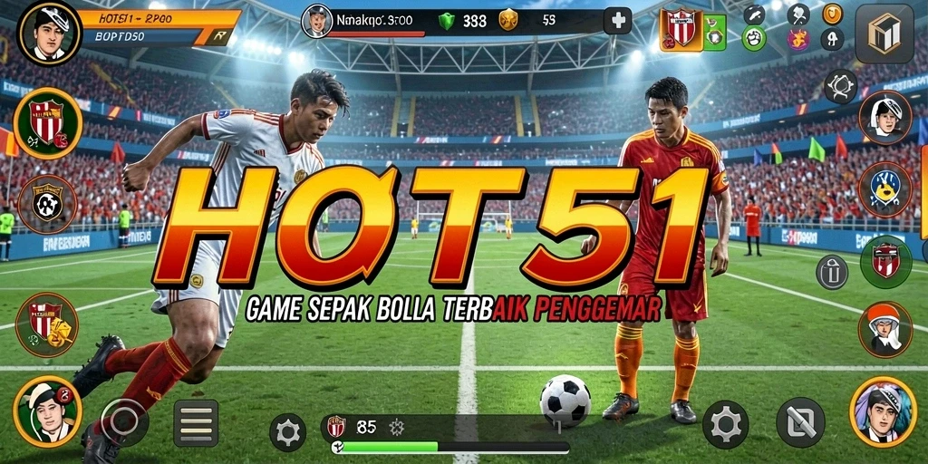 Tampilan gameplay HOT51 saat pertandingan sepak bola berlangsung.