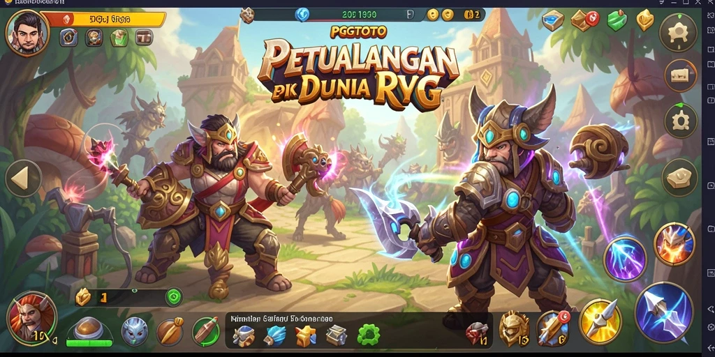 Screenshot utama PGTOTO menampilkan pertempuran seru di dunia RPG.