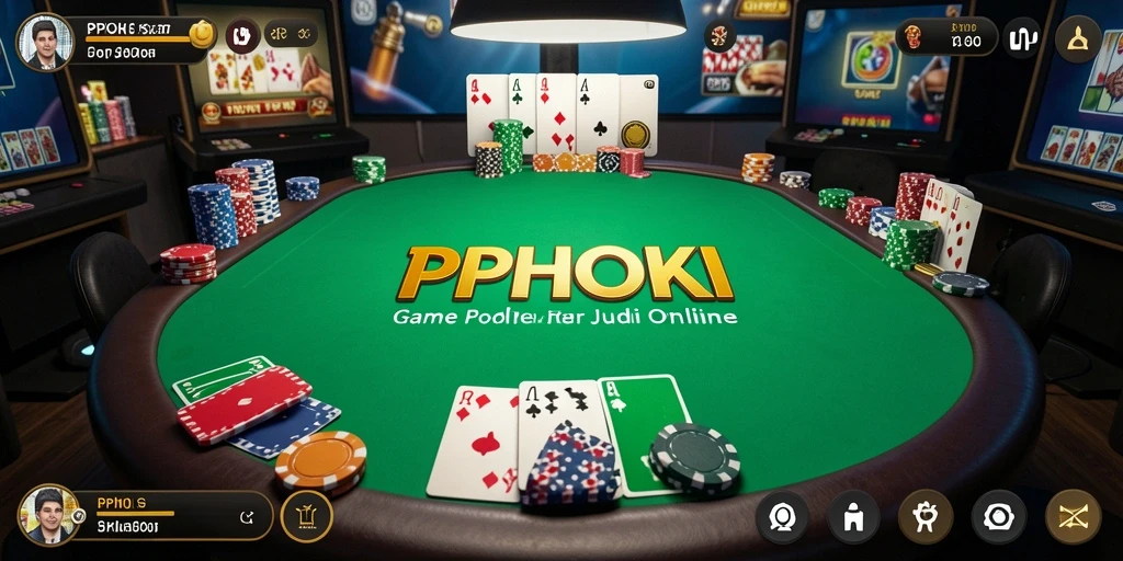 Tampilan gameplay PPHOKI dengan kartu dan pemain aktif.