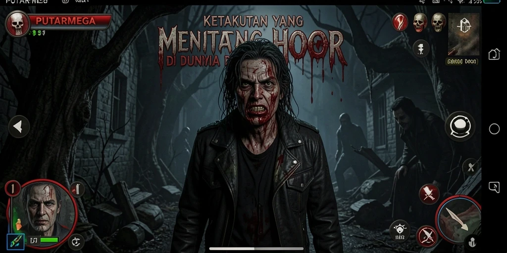 Tampilan gameplay menegangkan di dunia horor PUTARMEGA.