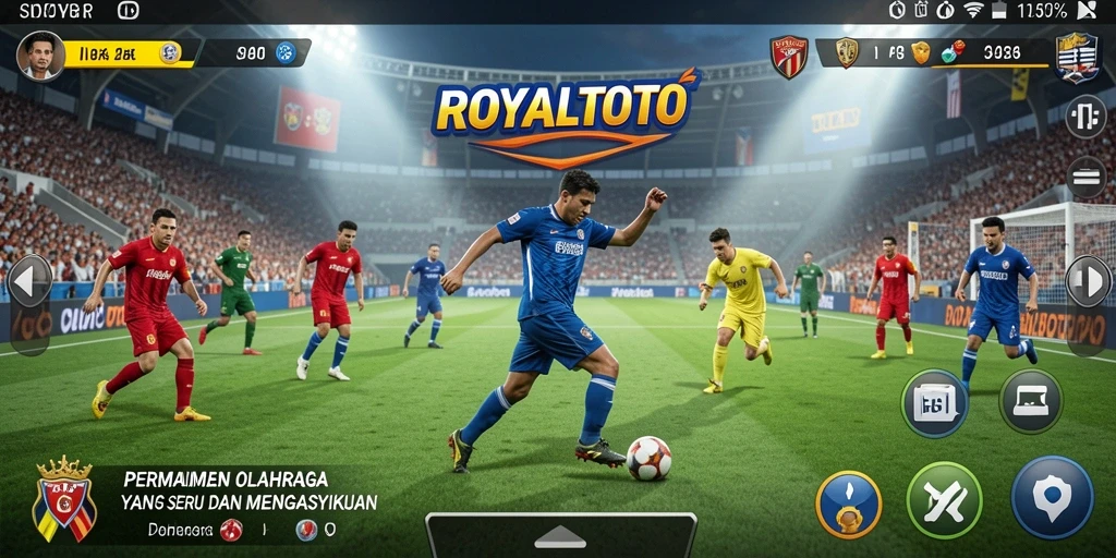 Screenshot utama ROYALTOTO menampilkan aksi mendebarkan dalam permainan olahraga.