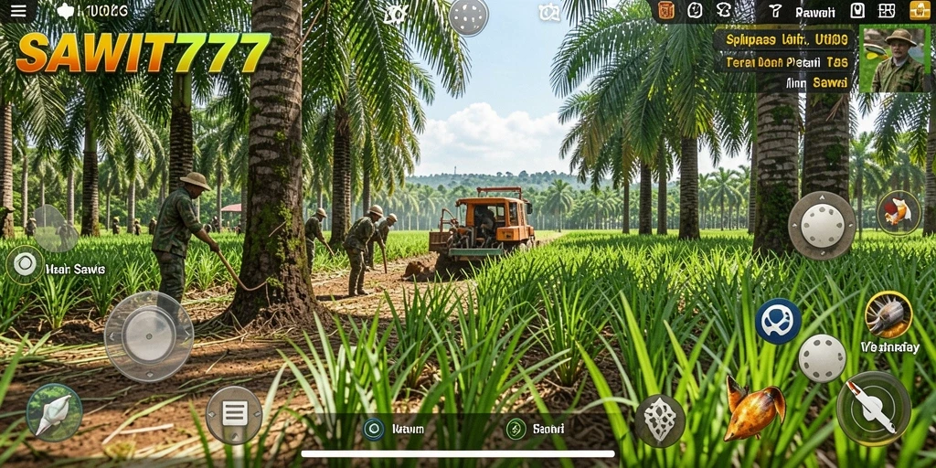 Tampilan utama aplikasi SAWIT777 dengan fitur pengelolaan kebun.