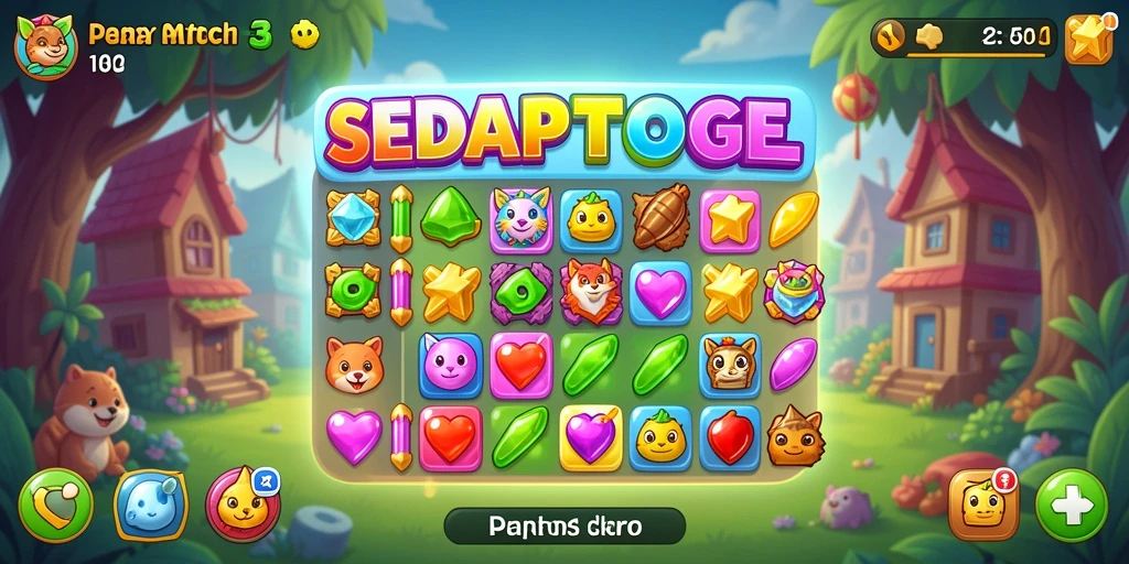 Tangkapan layar SEDAPTOGEL menampilkan gameplay Match-3 yang mengasyikkan.