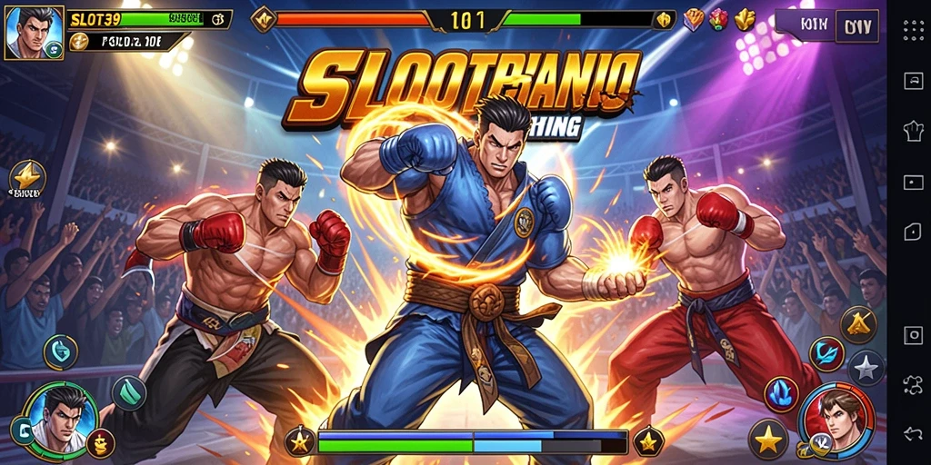 Tangkapan layar menunjukkan aksi pertarungan mendebarkan dalam SLOT39.
