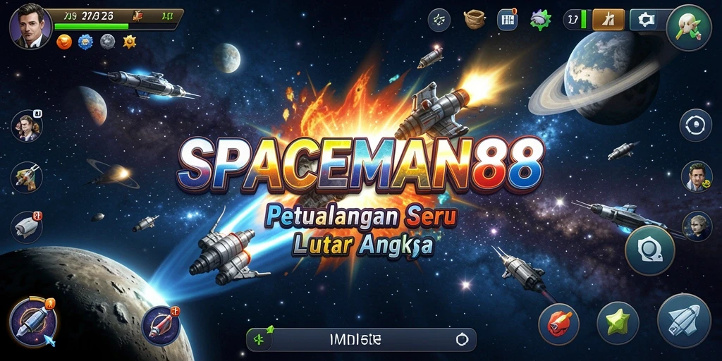 Tangkapan layar permainan SPACEMAN88 menampilkan aksi seru di luar angkasa.