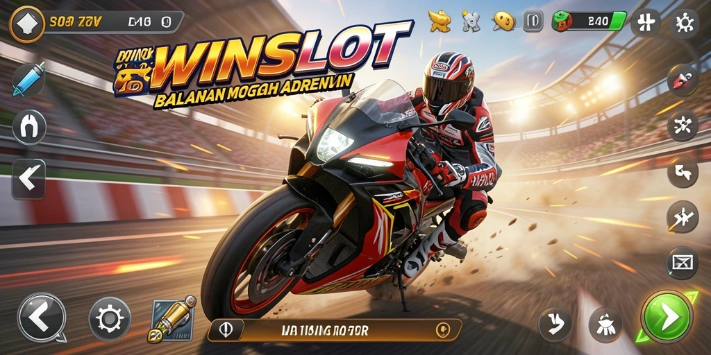 Gameplay seru dengan motor balap yang mendebarkan.